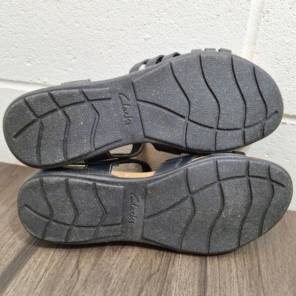 Clarks Roseville Cove Black Leather Strappy Comfort Sandals Women's Size 9M - Picture 6 of 8